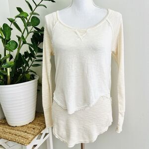 We the Free ~ Free People ~ Cream Friday Feeling Layered Long Sleeve Tee ~ Small